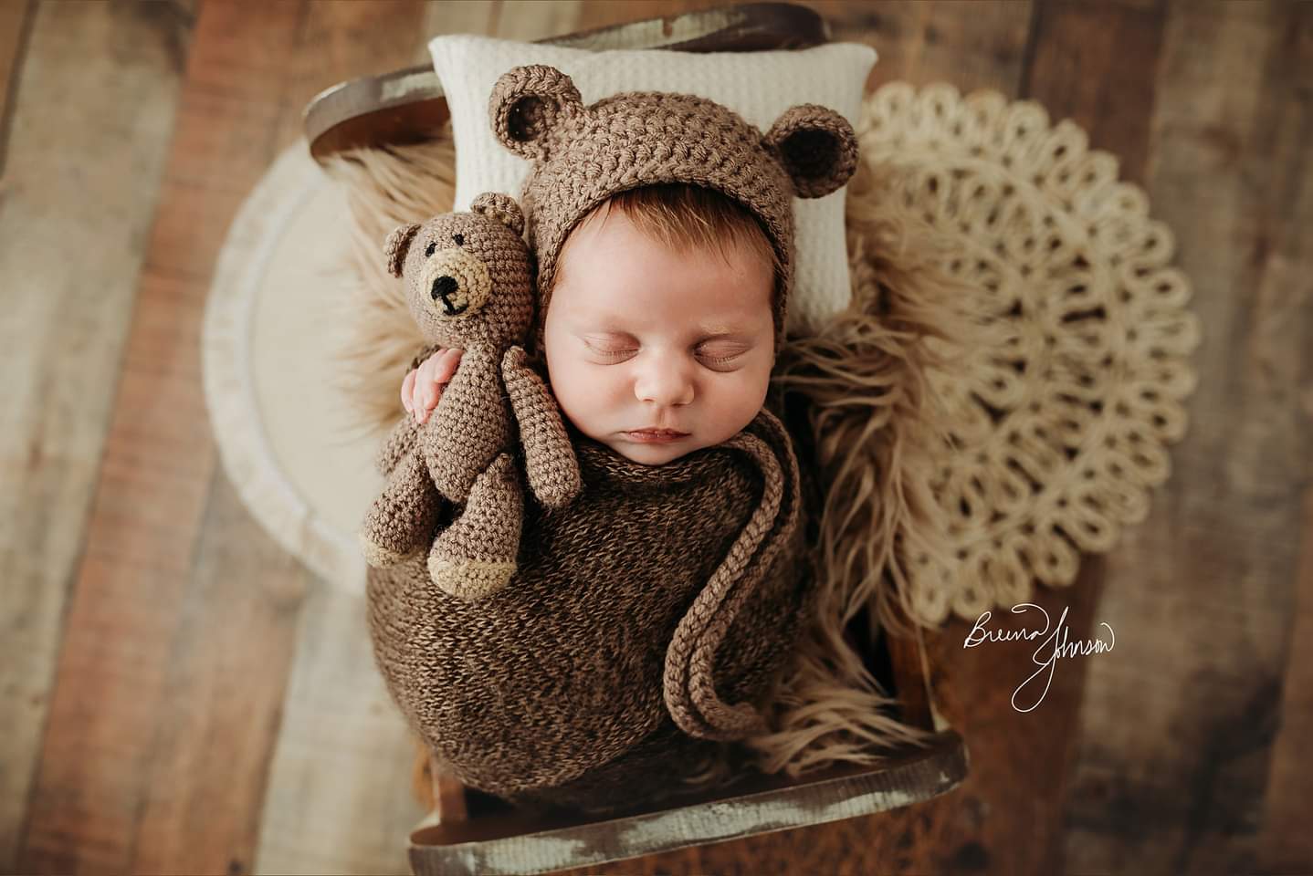 Crochet Teddy Bear Hat and Toy Set For Newborn Photo Sessions Photography Prop Bear Toy Set Animal Baby Costume Bonnet Shower Gift